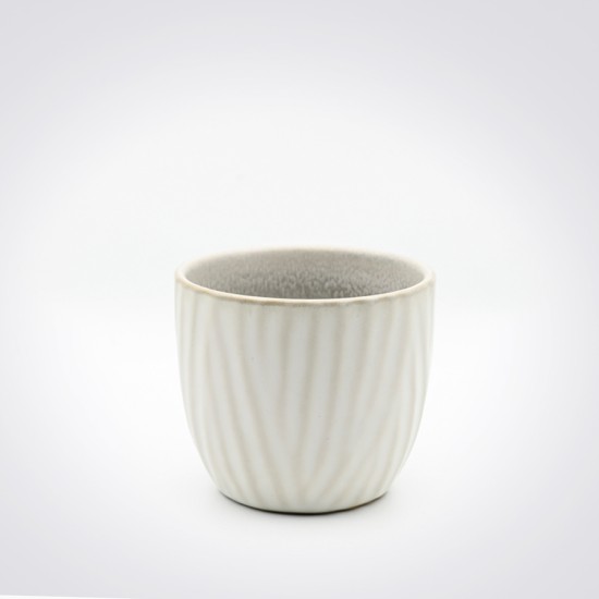 OTTA - Ceramic Cup - Raised Striped - White Beige - 220 ml